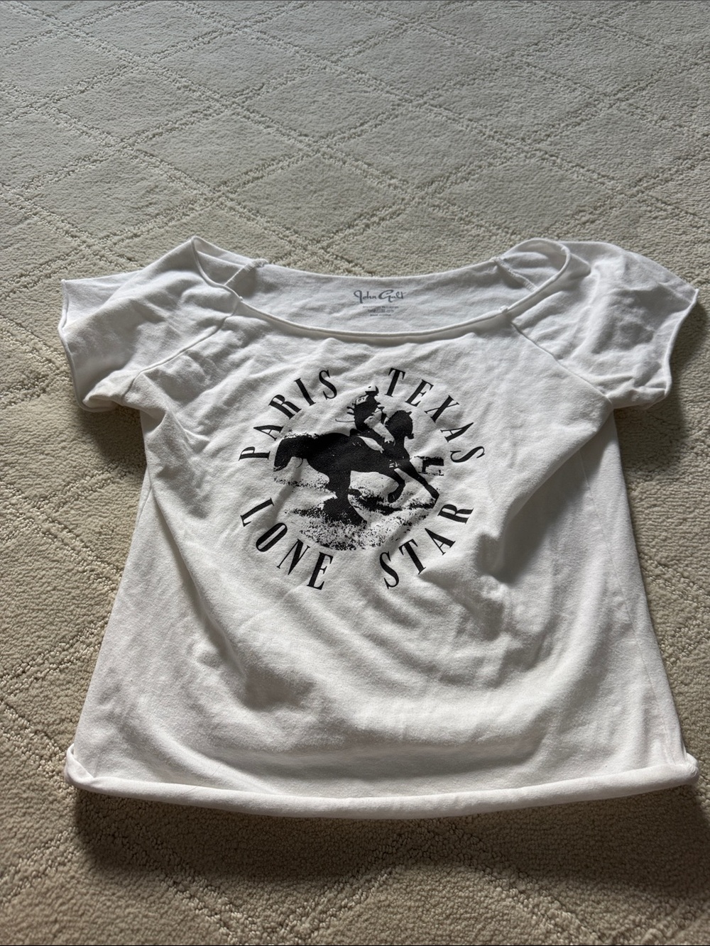 Brandy Melville White Short Sleeve Tee with Black Horse Graphic
